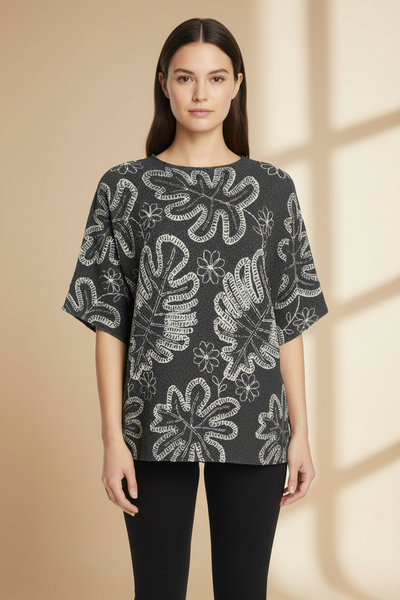 Leaf Motifs Creased Top