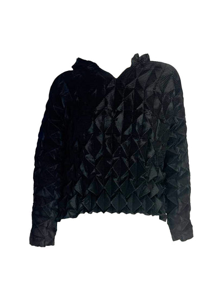 Quilted Hoodie Pleated Top