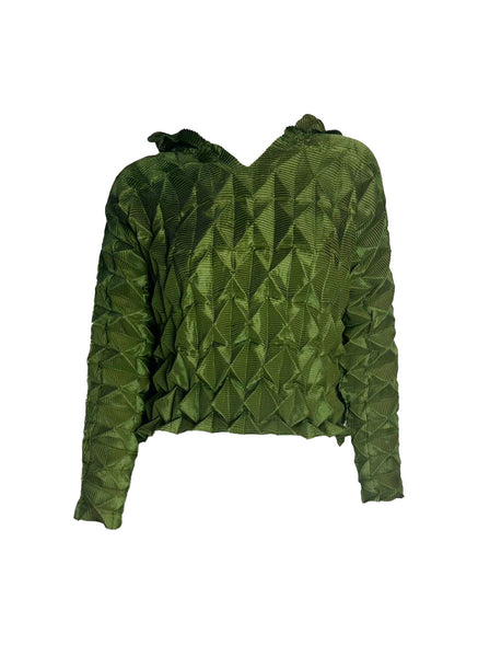 Quilted Hoodie Pleated Top