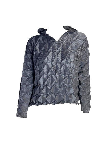 Quilted Hoodie Pleated Top