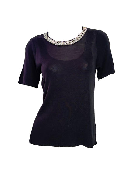 Embellished Collar Knit Top