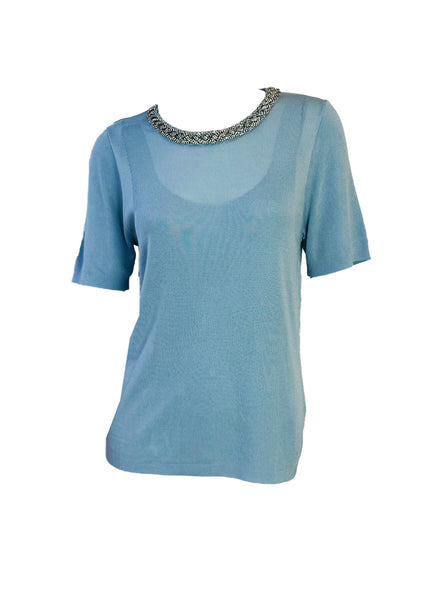 Embellished Collar Knit Top