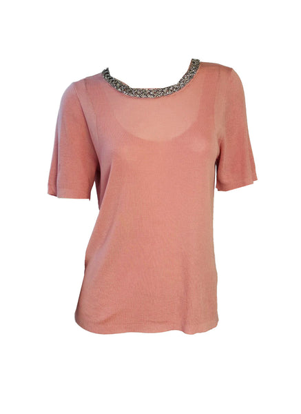 Embellished Collar Knit Top