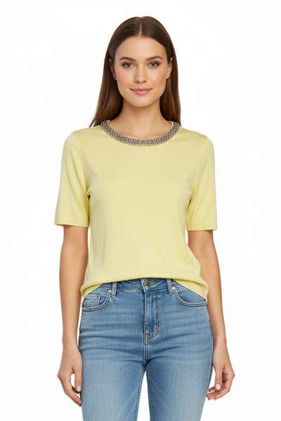 Embellished Collar Knit Top