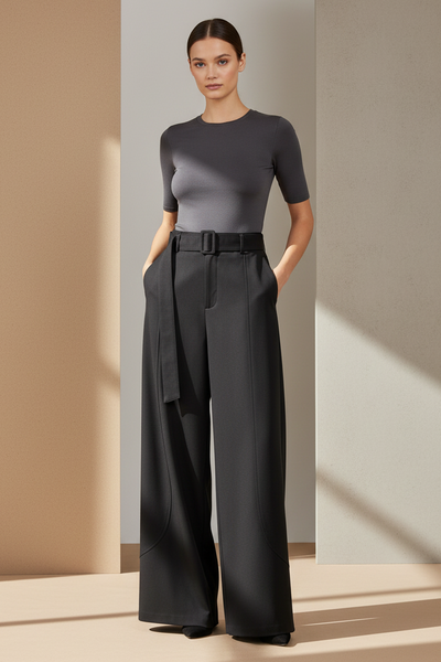 High Waist Belted Trousers