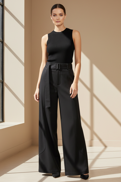 High Waist Belted Trousers