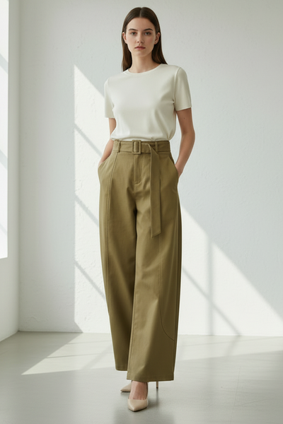 High Waist Belted Trousers