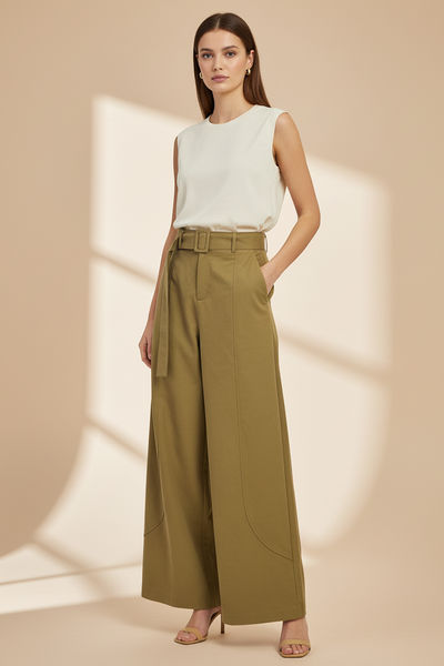 High Waist Belted Trousers