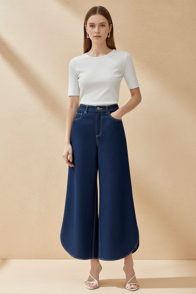 Slit Sides Wide-leg Jeans