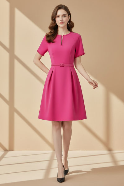 Short Sleeved A-line Dress