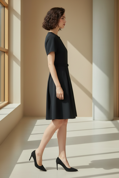 Short Sleeved A-line Dress