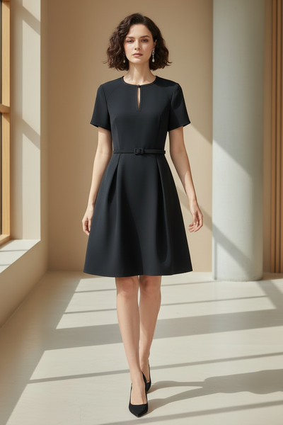 Short Sleeved A-line Dress