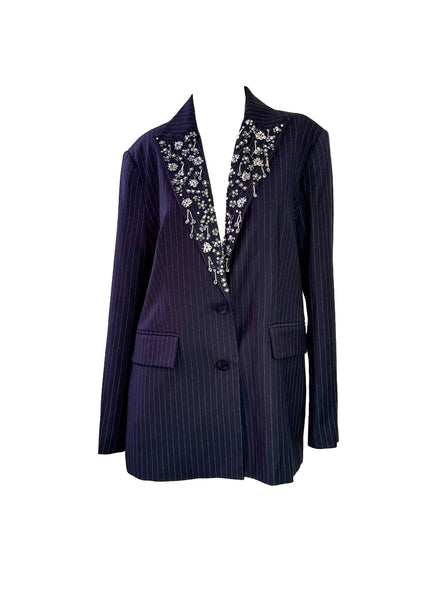 Pinstripes Embellished Blazer