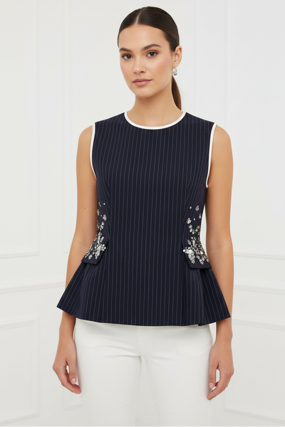 Pinstripes Peplum Top