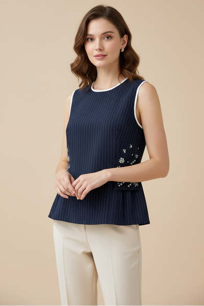 Pinstripes Peplum Top