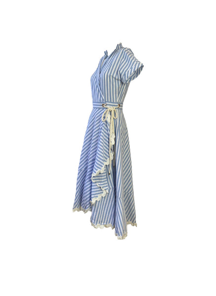 Vertical Strips Wrap Dress