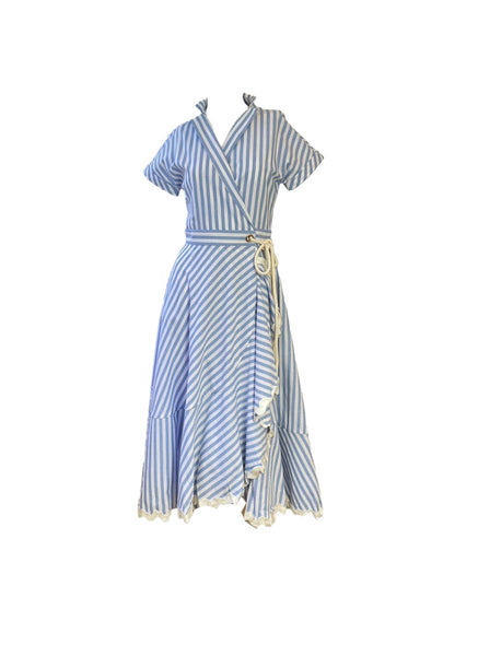 Vertical Strips Wrap Dress