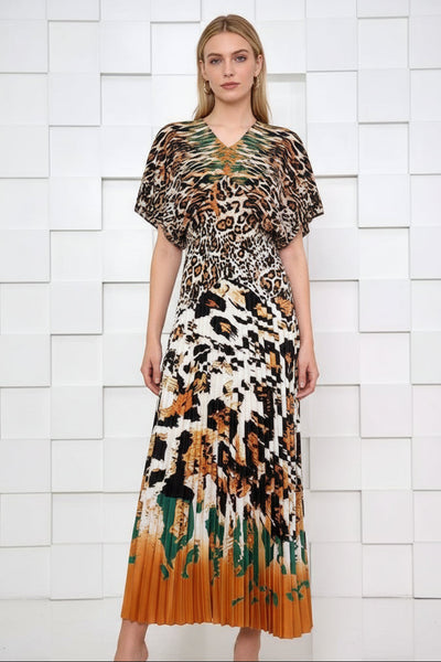 V-neckline & Maxi Print Skirt Set