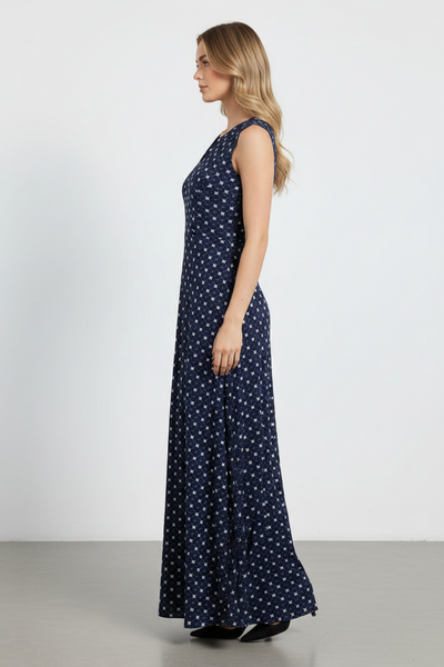 Dotted Maxi Pleated Dress
