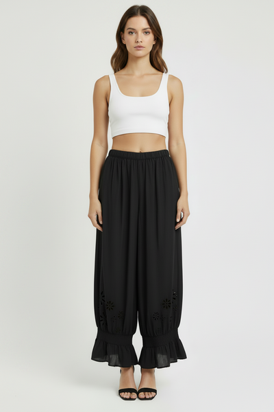 Floral Cutout Capri Pants