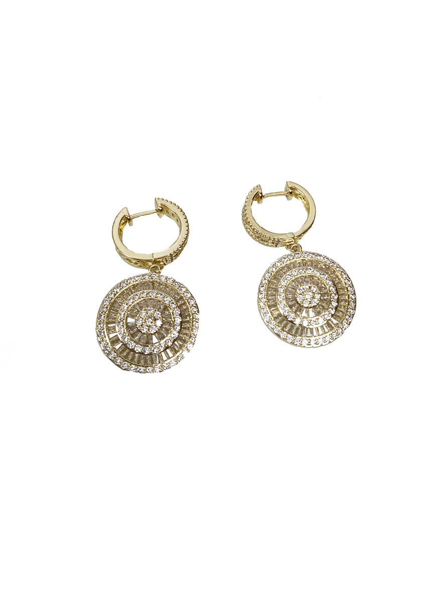 4240008 Diamond Filled Round Shaped Earrings *Last Pair