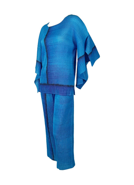 4250005 Tie-Die Bat Sleeved Pleats Top & Pants Set *Blue