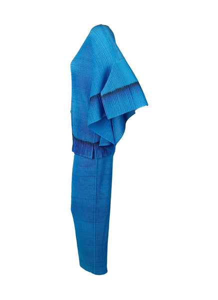 4250005 Tie-Die Bat Sleeved Pleats Top & Pants Set *Blue