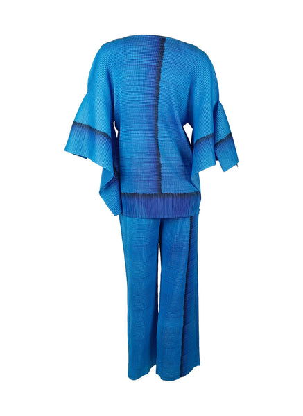 4250005 Tie-Die Bat Sleeved Pleats Top & Pants Set *Blue