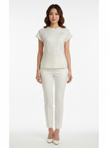 Round Neck Short Sleeve Pleated Top