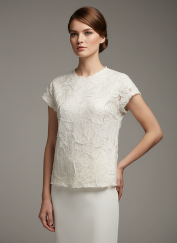 Round Neck Short Sleeve Pleated Top