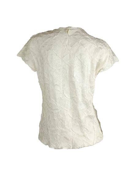 4250008 Round Neck Short Sleeve Pleated Top *Cream
