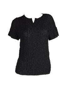 4250010 Short Sleeved Wrinkle Pleated Top *Black