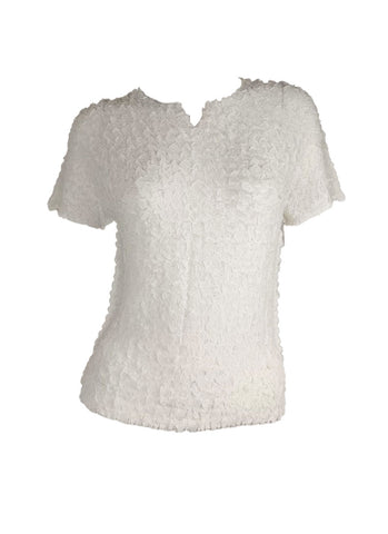 4250010 Short Sleeved Wrinkle Pleated Top *White