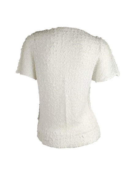 4250010 Short Sleeved Wrinkle Pleated Top *White