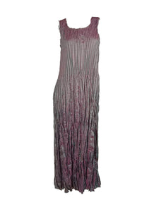 4250011 Square Neck Sleeveless Pleated Dress *Grey & Green