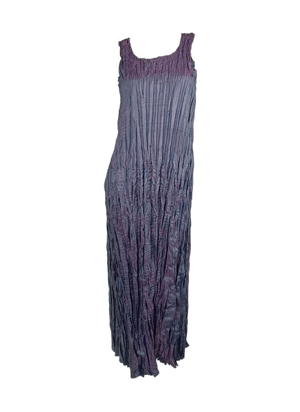4250011 Square Neck Sleeveless Pleated Dress *Purple