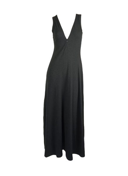 4250013 Zip Front Sleeveless Knitted Tank Dress *Black