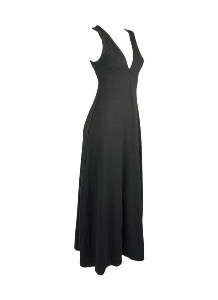 4250013 Zip Front Sleeveless Knitted Tank Dress *Black