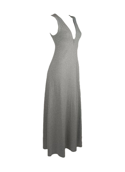 4250013 Zip Front Sleeveless Knitted Tank Dress *Grey