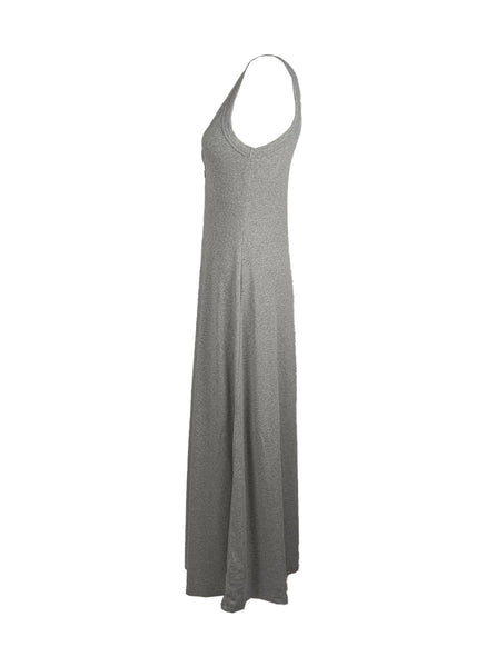4250013 Zip Front Sleeveless Knitted Tank Dress *Grey