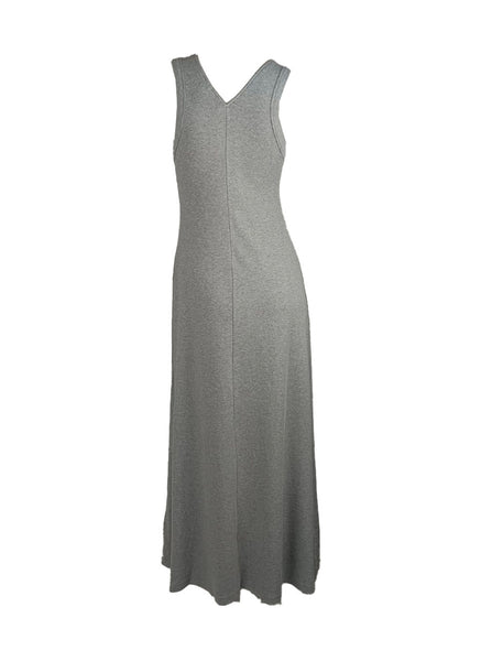 4250013 Zip Front Sleeveless Knitted Tank Dress *Grey