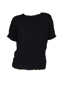 4250017 Short Sleeved Pleated Puff Top *Black