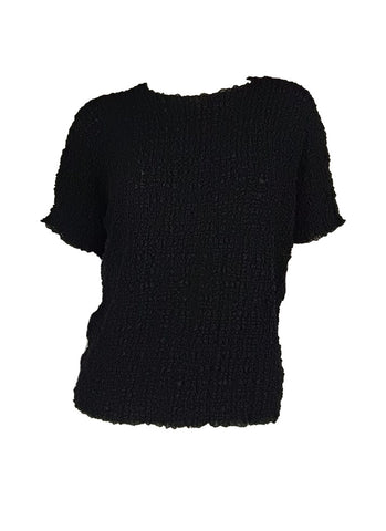 4250017 Short Sleeved Pleated Puff Top *Black