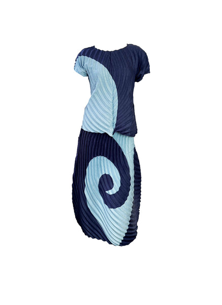 Color Block Pattern Top & Skirt Set