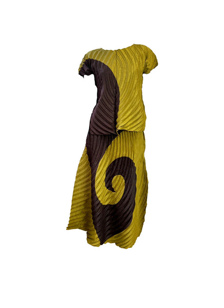 Color Block Pattern Top & Skirt Set