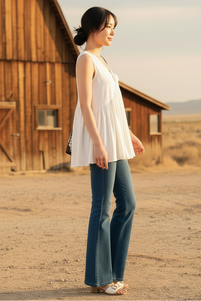 V-neckline Velvet Tunic Top