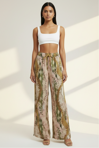 Palazzo Camouflage Silk Pants