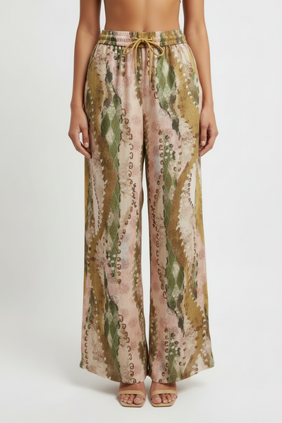 Palazzo Camouflage Silk Pants