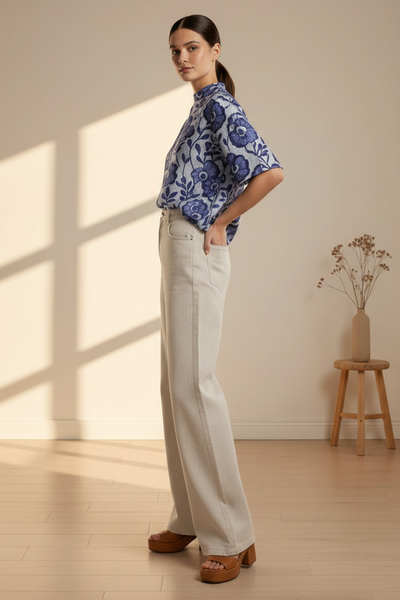 Floral Motifs Textured Top