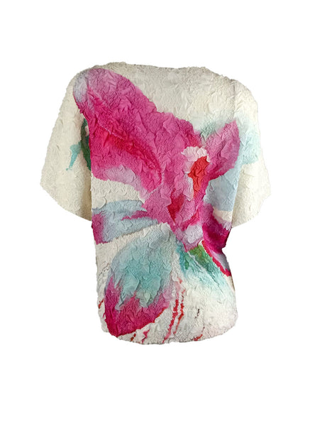 5250005 Floral Wrinkled Pleats Top